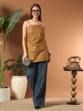 Savorelle Heritage Printed Sleeveless Short Kurti Mustard Yellow