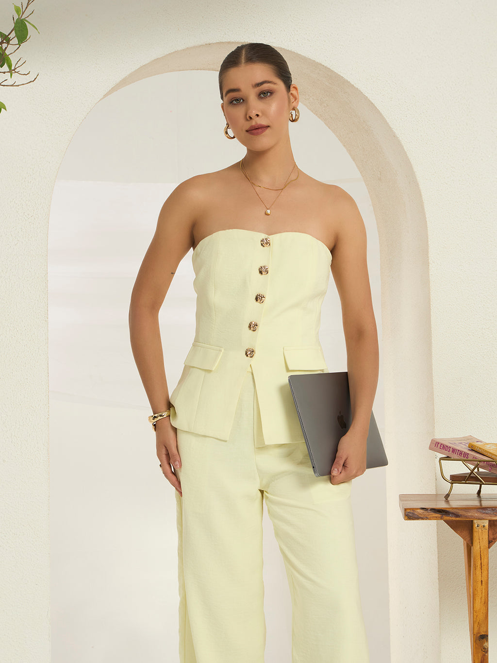 Savorelle Luna Strapless Co-ord Set Yellow