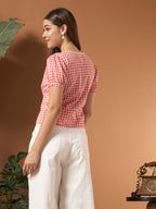 Savorelle Polka dot fitted Top Pink