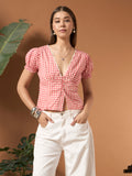 Savorelle Polka dot fitted Top Pink