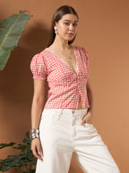 Savorelle Polka dot fitted Top Pink