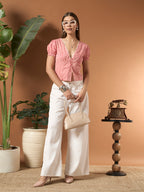 Savorelle Polka dot fitted Top Pink