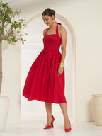 Savorelle Verona Halter Midi Dress Red