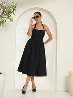 Savorelle Verona Halter Midi Dress Black