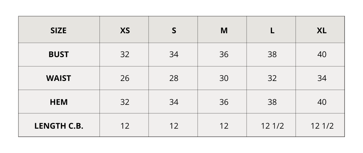 Size chart