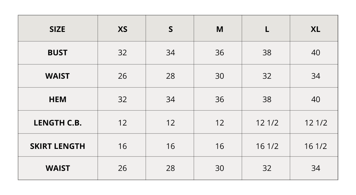 Size chart