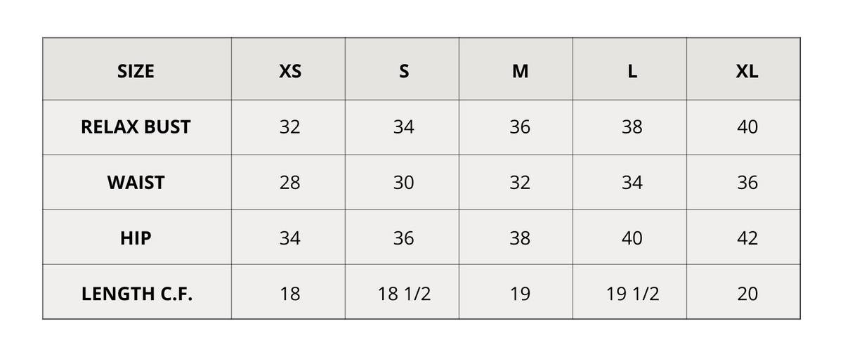 Size chart