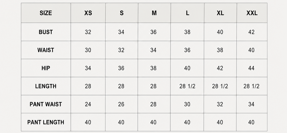 Size chart
