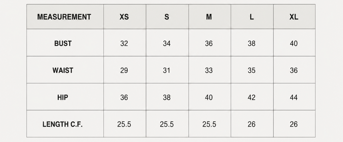 Size chart