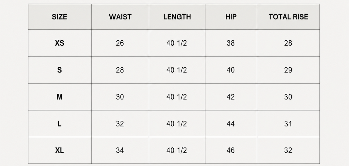 Size chart